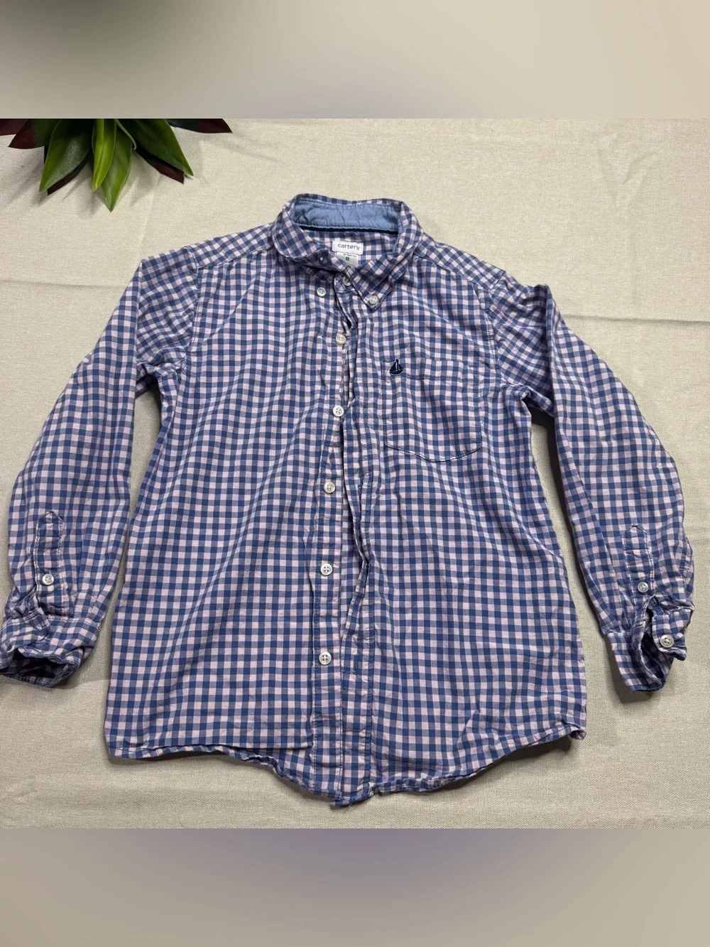 Boys Size 8 Button Down Shirt Lot Carter’s IZOD Class Club Plaid 4 Pc